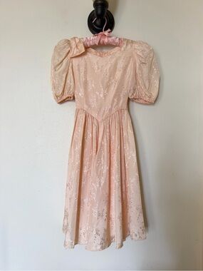 Vintage Peachy Pink Satin Babydoll Dress